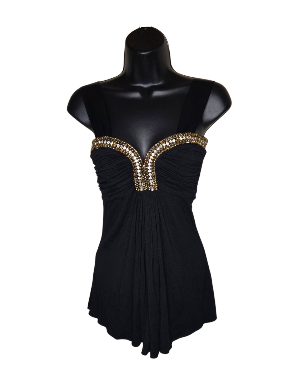 Vintage Y2k Goddess Black Embellished Bustier Tank Top !